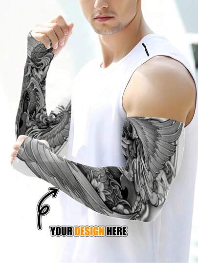 1 Pair Customized Ice Sleeves, Personalized Custom Your Photo, Milk Silk Fabric Comfortable And Breathable, Sun Protection Sports Arm Cover For Outdoor Activities Such As Riding, Driving And Daily Protection Against UV Rays