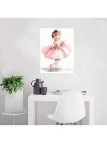 1/6PCS Optional Frame Posters Wall Arts Modern Pink Ballerina Girl Unicorn Butterfly Poster Kids Room Decorative Posters Wall Bedroom Decor ,Wall Art With Frame