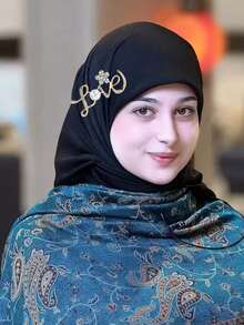 1PC Elegant And Stylish Silk Scarf Buckle, Love Diamond Pearl Scarf Decoration, Women's Multi-Functional Scarf And Shawl Buckle Accessories, - Gold - View 2