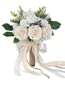 Wedding Bouquets For Bride Bridesmaid,White Champagne Artificial Roses Flowers For Wedding Church Decoration,Artificial Roses Flowers Wedding Bouquets,Bride Bouquets,Bridesmaid Bouquets,Wedding Centerpieces Floral Arrangements Party Home Decor - Wedding Bouquets B - View 8