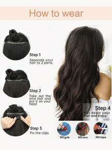 Extensión De Cabello De 12 Pulgadas, Extensiones De Cabello Onduladas Con Clip, Hilo Invisible, Piezas De Cabello Sintético Marrón Oscuro Para Mujer, Uso Diario