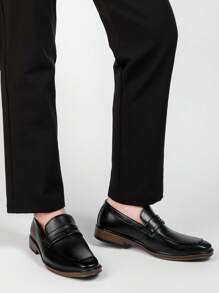 1 pereche de pantofi pentru bărbați, de bază, din piele din microfibră, de culoare uni, pentru exterior, pot fi purtați cu ținute formale