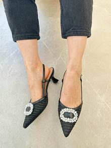 Elegant Basic Crystal Bowknot Summer Sandals For Women - Black - View 4