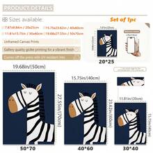 1pc Canvas Hanging Picture, Navy Blue, Nursery Wall Art Print, Digital Nursery Art, Jungle Animals Print, Nursery Artwork, Kids Room Wall Art, Animal Art Print - Kids Room Decor - Multicolor - View 5