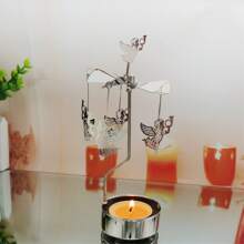 Home Decoration Festival Angel Metal Rotary Candle Holder Stainless Steel