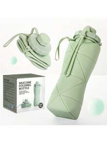 1pc Pink/Green/Blue Silicone Collapsible Water Bottle, Silicone Foldable Travel Water Bottles, Easy-Carry Design & Compact Size, For Outdoor Activities, Sports, Exercise, 20oz Water Glass Water Bottle - 彩色 - 查看 1