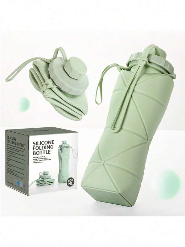 1 pièce Bouteille d'eau pliable en silicone rose/vert/bleu, bouteilles d'eau de voyage pliables en silicone, design facile à transporter et taille compacte, pour activités extérieures, sports, exercices, bouteille d'eau en verre de 20 oz