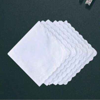 3/6/10pcs Classic Plain Handkerchiefs, Absorbent, , White Handkerchiefs Suitable For DIY Embroidery Or Decoration, Practical And Portable For Everyday Use
