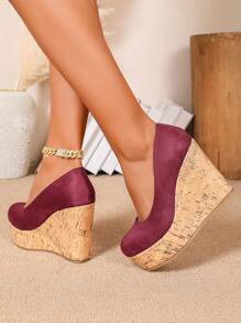 Women's Criss-Cross Elastic Wedge Slip-On Loafers, Versatile Chunky Platform Shoes, Stylish & Comfortable, 10cm Thick-Soled
