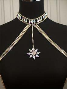 Women's Luxury Crystal Beaded Bodychains, Fringe Rhinestone Bralette Bikini Accessory, Intimate Apparel - AB - View 2