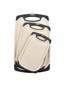 Juego de 3 Tablas de Cocina para Picar y Cortar Alimentos - Beis - Ver 9