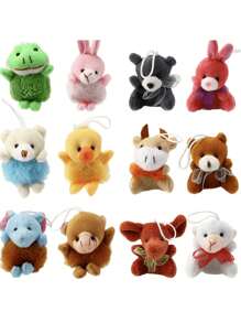 Juego de 5/10/20 piezas al azar de mini juguetes de peluche de animales, adornos de llavero de animales lindos para adultos, relleno de bolsas de regalo, premios de carnaval, animales de peluche a granel para obsequios de fiesta, Navidad, obsequios de fiesta para niños, animales de peluche, animales de peluche