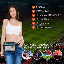 Transparent Fanny Pack For Sports Events - Unisex Waterproof Clear Waist Bag | Lightweight Waist Pack Suitable For Concerts, Sports Games And Travel | Stadium Approved Clear Fanny Pack (Black) - Black - View 8