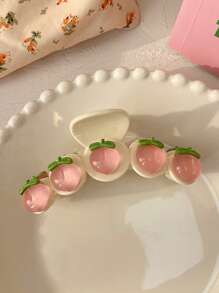1pc Women's Transparent Pink Peach Cute Cartoon Hairclip, Suitable For Everyday Use Hair Claws Claw Clips Hair Clips Hair Jaw Clip Hair Clamps Hair Clutch Hair Catcher Clip