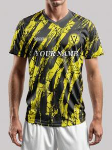 Personalizowana koszulka sportowa, jednoczęściowa męska koszulka treningowa z dekoltem w serek, z przodu i z tyłu nadruk nazwy, numeru, logo, wygodna, na co dzień, na imprezę, na spotkanie