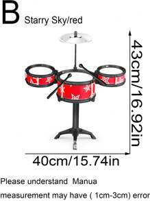 Schlagzeugspielzeug-Set, Jazz-Trommel-Musikinstrument für Anfänger zum Üben, Geschenk