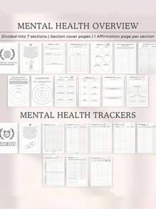 Journal de santé mentale de 120 pages, coffret de journal de santé mentale - pour le soulagement de l'anxiété, le suivi des soins personnels et les exercices de relaxation