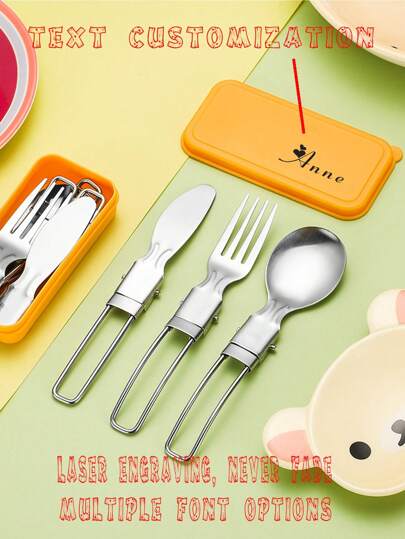 Customizable Folding Cutlery Set, Customizable Spoon-Fork-Knife Set - Stainless Steel Tableware Set, Stainless Steel Cutlery, Mother's Day, Birthday, Children's Day, Father's Day, Graduation, Wedding, Housewarming, Restaurant, Kitchen, Office, School