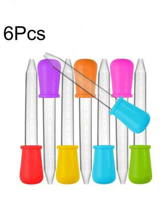 6 stuks 5 ml siliconen druppelaar pipet medicijnvloeistof oog-oordruppelaar, laboratoriumexperimentbenodigdheden/3/1 set (6 stuks per set), schoolbenodigdheden, terug naar school