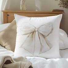 1 件极简卡其色蝴蝶结装饰枕套，单面柔软桃绒面料，适合 45*45/40*40/50*50 厘米抱枕，适用于室内装饰、派对装饰、装饰枕头礼物 - 彩色 - 查看 6