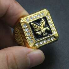 1 pièce Bague avec décoration d'aigle glamour et cubique zirconia brillant, bijou vintage cadeau pour les hommes, accessoire pour la fête des soldats ou anciens combattants de l'armée américaine