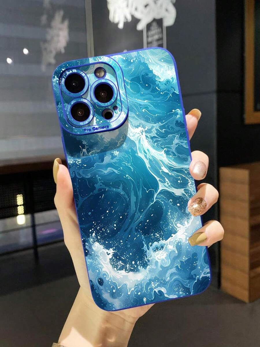 Ốp lưng điện thoại chống sốc họa tiết sóng biển trắng và xanh dương Ocean 1pc, tương thích với các dòng điện thoại Galaxy, Infinix, Redmi, OPPO, VIVO và Realme. Đây là phiên bản quốc tế, không phải phiên bản nội địa. - Màu xanh lam - Xem 1