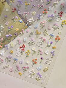 1pc 5D Relief Chinese Style Exquisite Flower Nail Art Stickers Self-Adhesive Paper For Nails DIY2025 Spring New Nail Stickers - Multicolor - View 3