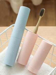 1pc Travel Toothbrush Cup With Cover And Toothbrush Holder, Bathroom Organizer For Brushes And Toothpaste, Convenient Storage Tool, Mouthwash Cup Back To School