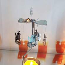 Pirate Ship Rotary Candle Holder Metal Tea Light Spinning Candle Holder Home Decoration For Festival Gifts
