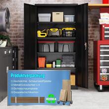 SUPEER AktenschrankMetallschrank mit 4 höhenverstellbaren Fachböden Stahlblech Puerbeschichtung Stahlschrank für Werkzeuge Garage180 x 80 x 40 cm schwarz - Schwarz1 - Übersicht 4