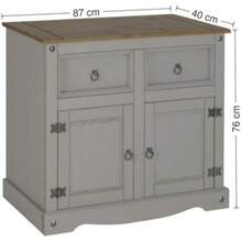 Deluxe Edition Grey Wax 2 Door Sideboard - Grey - View 2