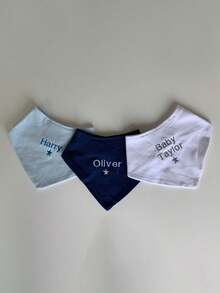 1pc Personalized Baby Bib, Customized Name Embroidered Bib, Ideal Gift For Baby Shower, Newborn Girl, Present For Daughter - Multicolor - View 2