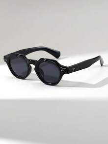 1 Pair Men's Polygon Studded Thick Retro Punk Style Fashion Street Snap Runway Quality Fashion Glasses - 彩色 - 查看 4