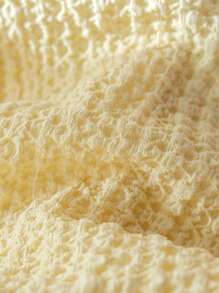 Young Girl Summer Solid Color Textured Front Button Short Sleeve Blouse