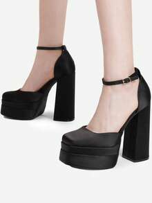 Women's Chunky High Heel Platform Shoes - Multicolor - View 6