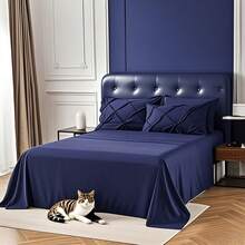 7 Pieces (Full/Queen/King) Elegant Bed In A Bag Comforter Set, Twin(5 Pieces),Stylish Solid Comforter, Soft Microfiber, Comfortable And Warm, Cloud-Like Soft Bedding Set, Bedroom Decor For Spring/Summer/Autumn/Winter, Ideal Gift - DarkBlue - 查看 5