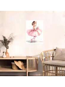 1/6PCS Optional Frame Posters Wall Arts Modern Pink Ballerina Girl Unicorn Butterfly Poster Kids Room Decorative Posters Wall Bedroom Decor ,Wall Art With Frame