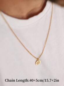 Collar con colgante de sol minimalista para hombres, joyería de moda en tono dorado adecuada para el uso diario de los hombres