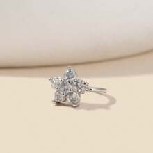 1pc Fashionable Minimalist Copper 5-Leaf Crown Shape Zirconia Stone Nose Ring, Versatile 1-Time Use Nose Stud/Clip On Jewelry, Suitable For Women Daily Wear, Body Piercing Accessories, Friend Gift