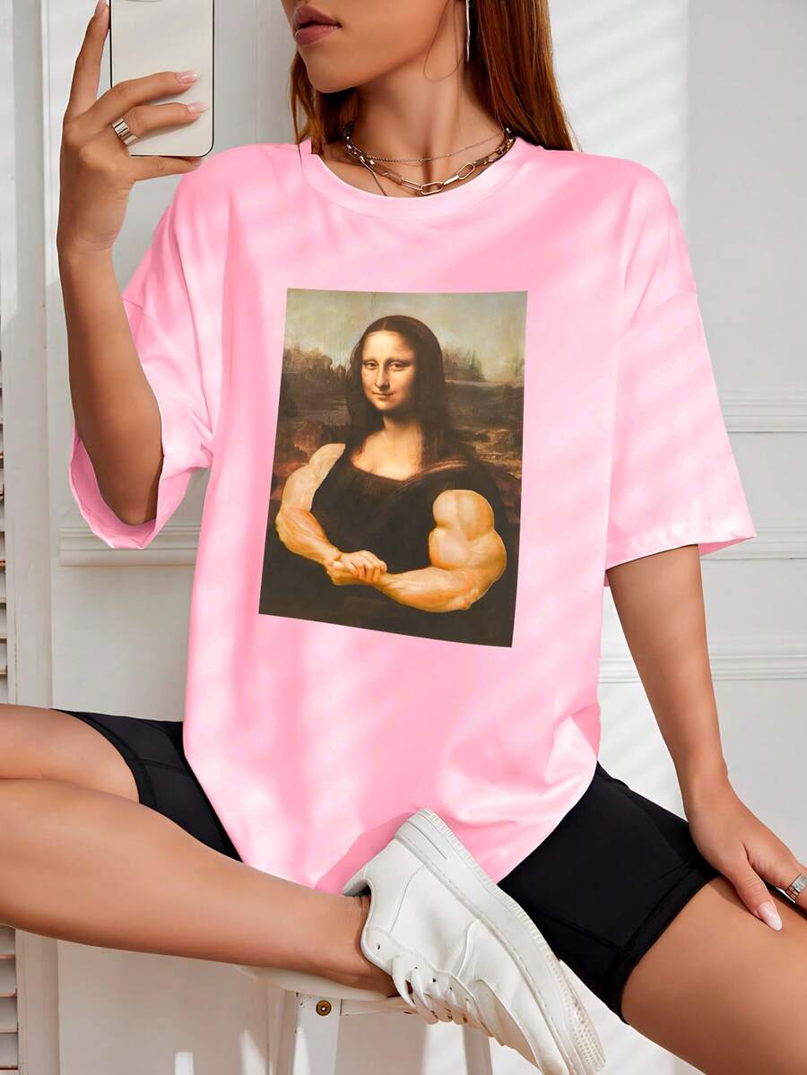 Women's Streetwear Unisex 100% Cotton T-Shirt Printed Paris France Premium Shirt - 淺粉色 - 查看 1