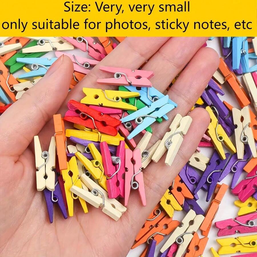 35/39/60/69/96/116 Pcs Colorful Wooden Mini Clips (Decorative, Not For Laundry), 1 Inch, Reusable And Space-Saving, Suitable For Photos, Crafts And DIY Projects, Home And Kitchen Decor, Albums, Frames And Accessories, Clothespins