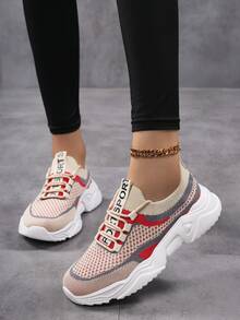 Women's Casual Sports Shoes, Versatile Fashion Breathable Slip-Resistant Anti-Odor Running Shoes, Lightweight Stylish Personalized Sneakers - Rusty Rose - View 3