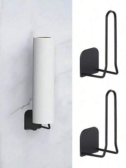 1 pieza Soporte de papel higiénico montado en la pared, estantería de almacenamiento para el baño, soporte de esponja de acero inoxidable, estantería para película adherente montada en la pared, accesorios de fregadero de cocina sin perforación