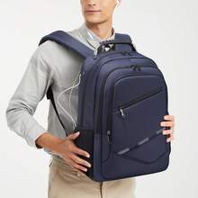 Men's And Women's Business Commuter Travel Backpack, Multi-Functional USB Interface Rechargeable Large Capacity Laptop Bag - Blue - View 10