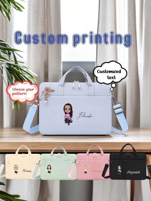 1 Stück personalisierte Cartoon-Figur Laptophülle für Frauen, Schutzhülle für Tablets, tragbare Laptoptasche, ideal als Geschenk für Familie, Freunde, Weihnachten, Muttertag, Lehrertag, Schulanfang