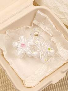 1pc Spring/Summer Sweet Bohemian Style Graffiti Line 5-Petal Flower, Transparent Floral Design Hair Clips, Simple Hair Accessories For Beach, Casual Events Hair Claws Claw Clips Hair Jaw Clip Hair Clamps Hair Clutch Hair Catcher Clip - Multicolor - View 6