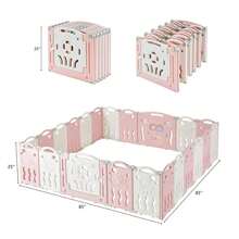 Adjustable Baby Playpen With 14/18/22 Panels – Foldable Kids Activity Centre, Portable Safety Play Yard For Indoor And Outdoor Use - 粉色 - 查看 8
