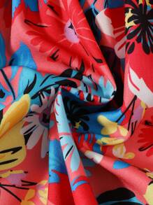 1buc rochie sling cu imprimeu floral pentru fetițe, cu pălărie, atmosferă de vacanță