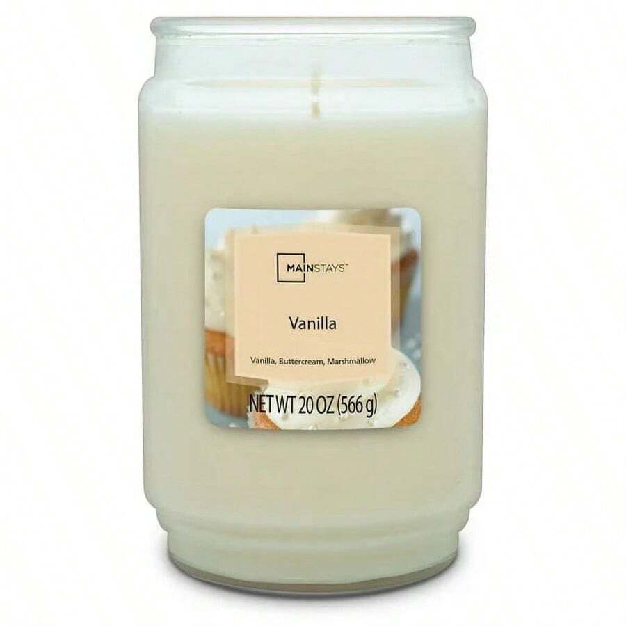 Mainstays Vanilla Scented Single-Wick Large Glass Jar Candle 20oz - nhưẢnh - Xem 1