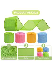4pcs Colorful Holiday Decoration Ribbons, Birthday Party Decoration Webbing, Party DIY Bow Decoration Ribbons, Gift Wrapping Ribbons, Multiple Colors Available, Suitable For Birthday Parties, Graduation Season, Back To School Season, Holiday Celebrations, Weddings